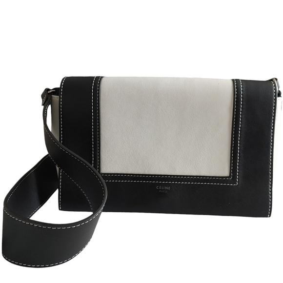 Celine Frame Black & White Leather Crossbody Bag - Picture 1 of 16